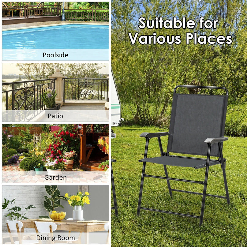 Set of 4 Folding Patio Chairs, Patio Dining Chairs