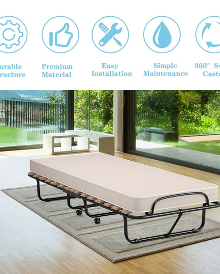 Folding Bed with Mattress Rollaway Guest Bed