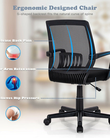 Mesh Office Chair, Mid Back Computer Desk Chair, Ergonomic Executive Chair