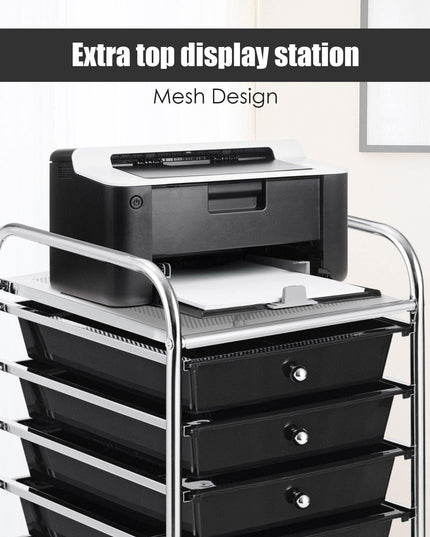 10 Drawer Rolling Storage Cart Scrapbook Paper Office School Organizer - Giantexus