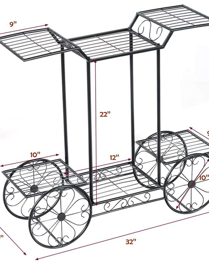 Giantex Garden Cart Metal Plant Stand with 4 Decorative Wheels