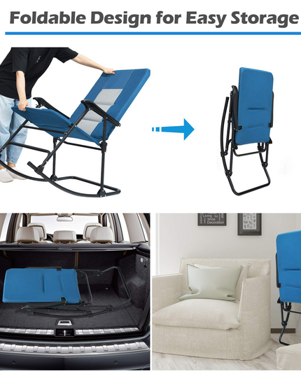 Giantex Camping Rocking Chair Fold-able Oversized with Padded Armrest and Seat