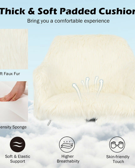 Fluffy Faux Fur Vanity Chair - Giantex