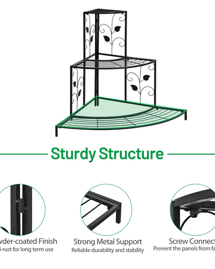 3 Tiers Corner Shelf Metal Plant Stand - Giantex