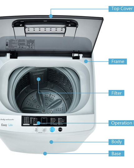 8.8lbs Washer and Dryer Combo, 1.04 cu.ft 10 Programs Built-in Drain Pump, Energy Saving Top Load Washer for Apartment Dorm - Giantexus