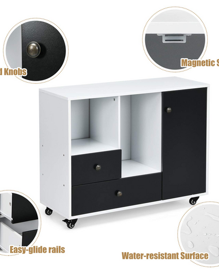 Giantex Lateral File Cabinet 2 Drawer Printer Stand, Rolling Storage Office Cabinet with Lockable Wheels