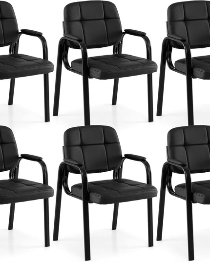 Fauteuils de réception de bureau en cuir Giantex avec accoudoirs rembourrés