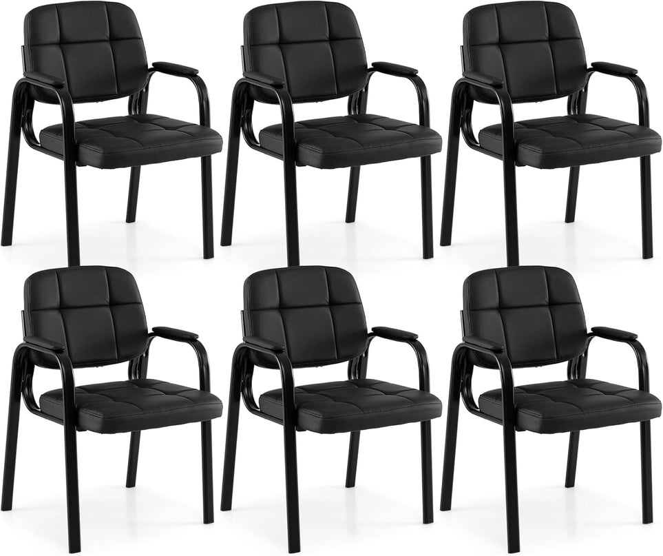 Fauteuils de réception de bureau en cuir Giantex avec accoudoirs rembourrés
