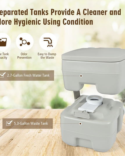 Portable Toilet 5.3 Gallon with Powerful Push Pump