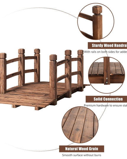 Giantex 5 Ft Wooden Garden Bridge, Stained Wood/Natural Wood  Garden Bridge