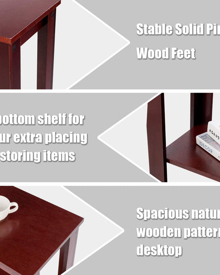Giantex Chairside Table Nightstand W/Shelf Telephone Table Coffee Bedside Sofa Table