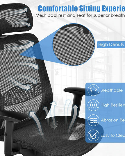 Mesh Office Chair, Ergonomic Office Chair with Headrest