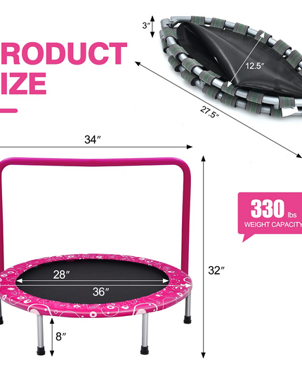 36-Inch Mini Kids Trampoline with Foamed Handle