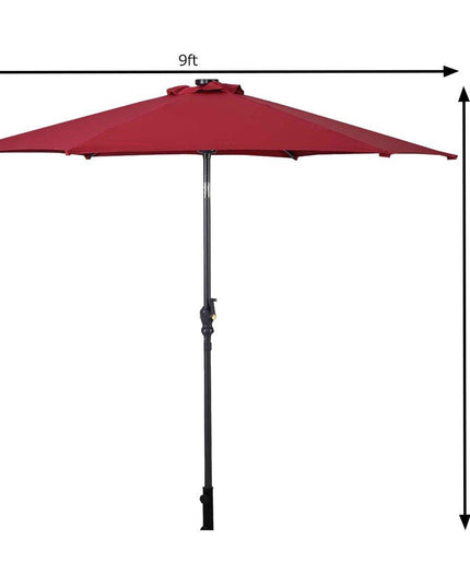 9ft Market Patio Umbrella w/Solar Lights - Giantexus