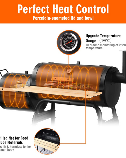 Giantex BBQ Grill Charcoal Barbecue Grill Outdoor Pit Patio Backyard Home Meat Cooker Smoker with Offset Smoker