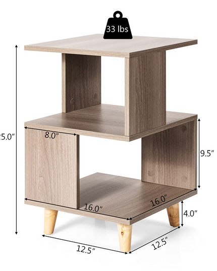 Giantex Set of 2 End Table, Wood Nightstand with Legs (Natural)