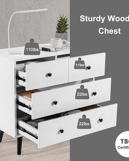 Giantex 4 Drawer Chest Dresser w/Spacious Drawers & Metal Handles