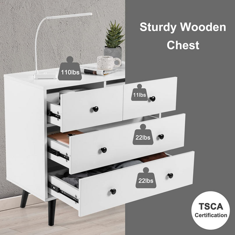 Giantex 4 Drawer Chest Dresser w/Spacious Drawers & Metal Handles