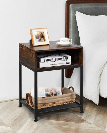 Giantex End Table Industrial W/Open Compartment