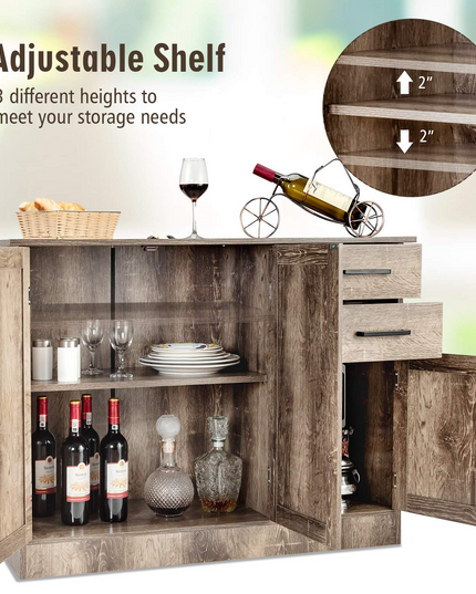 Giantex Buffet Server Sideboard Storage Cabinet Console Table Utensils Organizer
