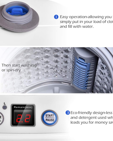 Portable 8 lbs Load Capacity Compact Full-Automatic Laundry