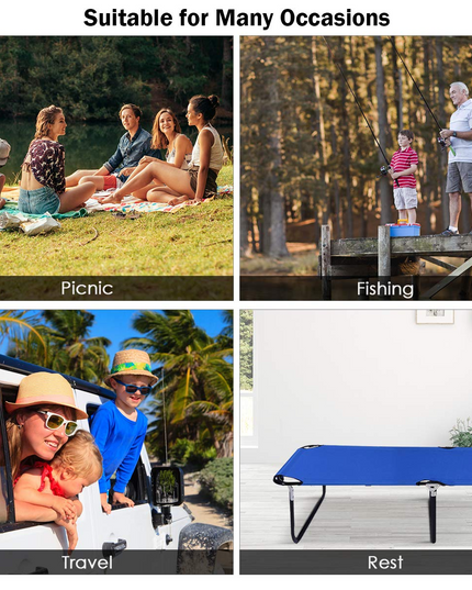 Giantex Blue Folding Camping Bed Outdoor Portable Army Military Camping Bed