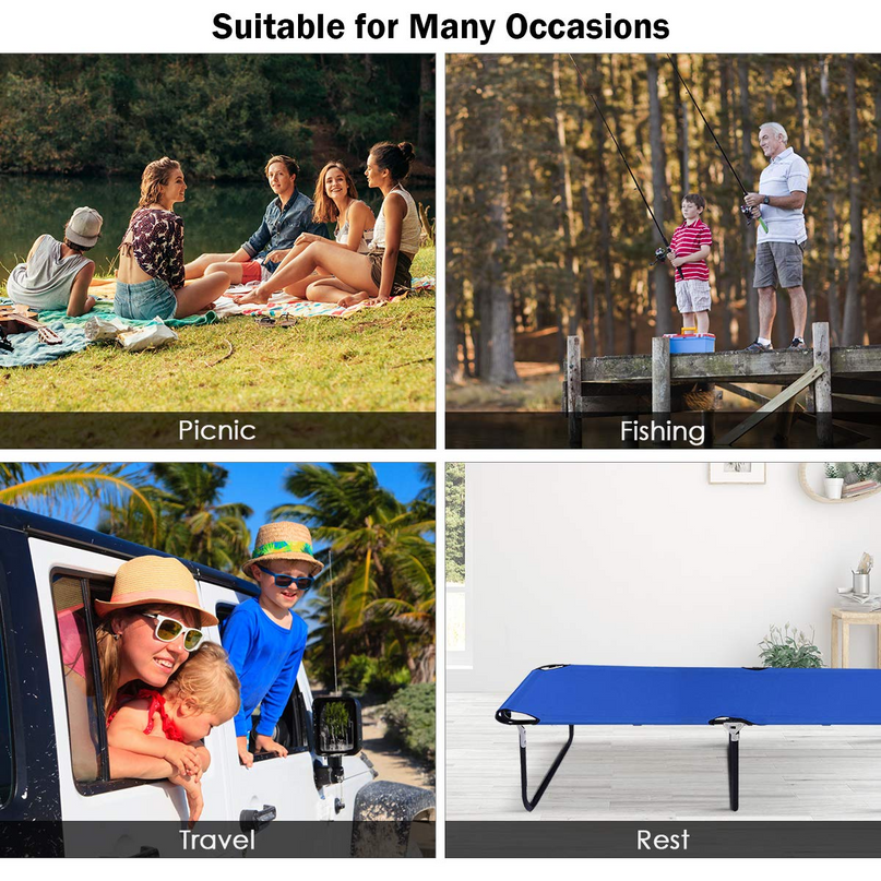 Giantex Blue Folding Camping Bed Outdoor Portable Army Military Camping Bed