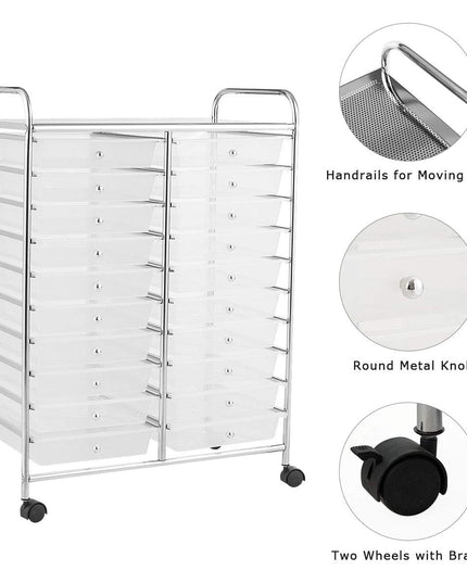 Giantex Storage Drawer Carts, 20-Drawer Organizer, Utility Cart on Wheels
