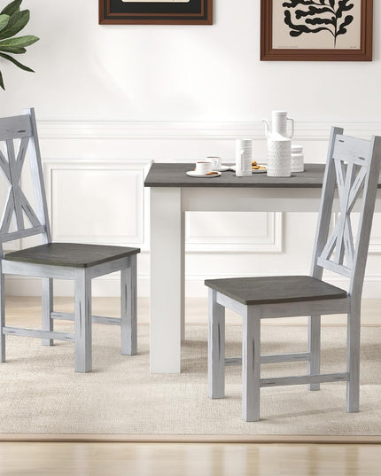 Giantex Retro Wooden Dining Chairs Set, Farmhouse Kitchen Chairs w/Rubber Wood Frame, Elegant Hollowed Backrest