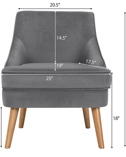 Giantex Mid Century Single Sofa Chair w/Rubber Wood Legs