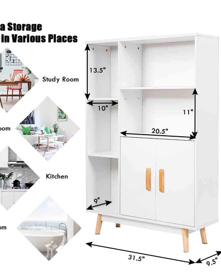 Giantex Storage Cabinet, Free Standing Pantry Cabinet with 2 Door Cabinet and 5 Shelves
