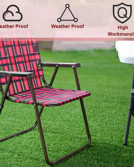 Giantex Folding Lawn Chairs Set of 6 Outdoor Portable Beach Chair W/Stable Steel Frame