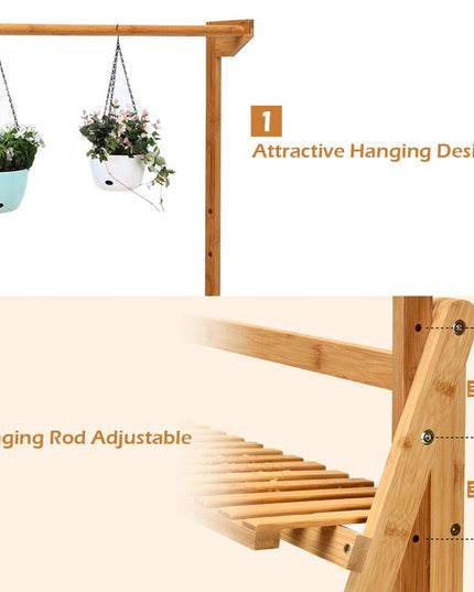 Giantex 3-Tier Hanging Plant Stand Storage Shelf, Folding Flower Pot Organizer Display Storage Rack