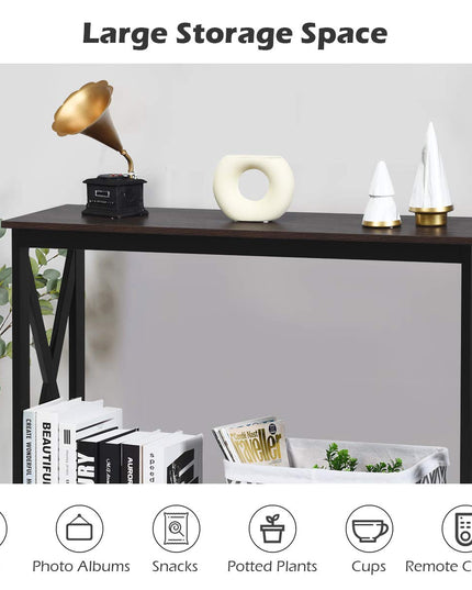 Giantex Console Table 2-Tier with Storage Shelf,X-Design Bookshelf