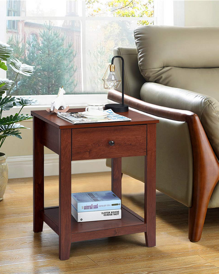 Table d'appoint contemporaine Giantex Espresso (1)