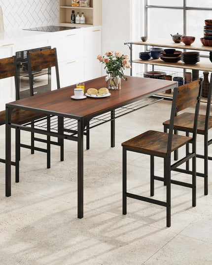 Giantex Dining Chairs Set, Industrial Kitchen Chairs with Metal Legs, Slanted Back