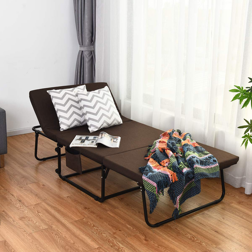 Giantex Folding Ottoman Sleeper Bed, 3 in 1 Multi-Function Convertible Chair Bed with 6 Position Adjustable