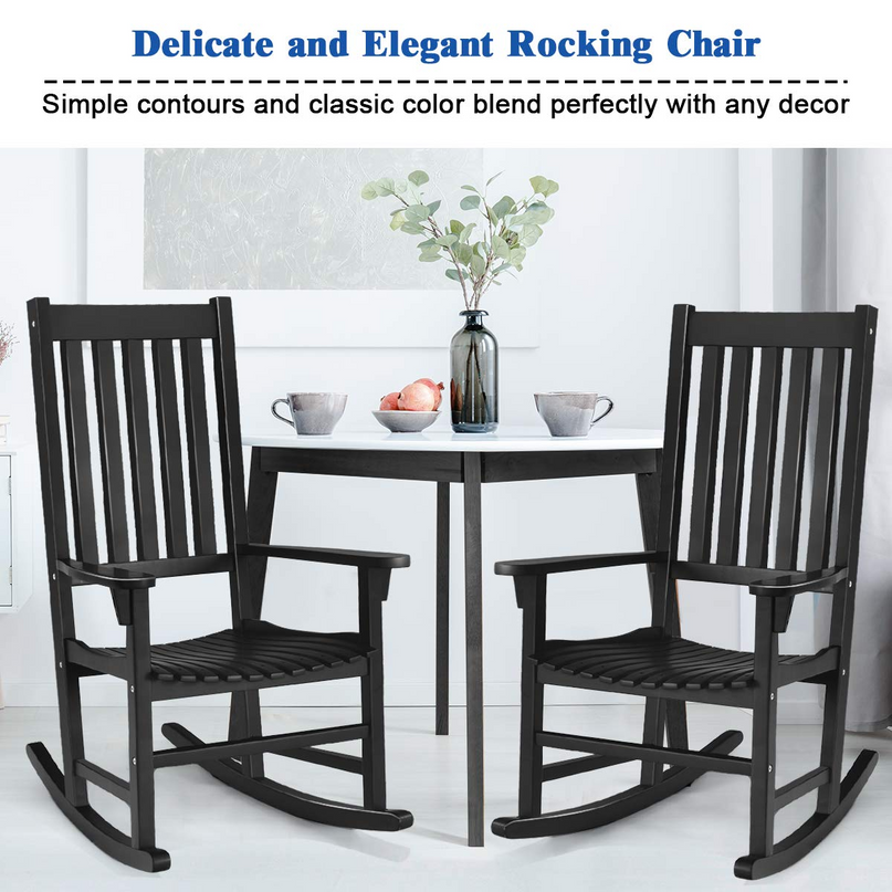 Giantex Rocking Chair Acacia Wood Frame Outdoor& Indoor