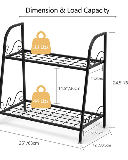 Giantex 2 Tier Metal Plant Stand, Indoor Outdoor Plant Shelf, Flower Rack Display Shelf