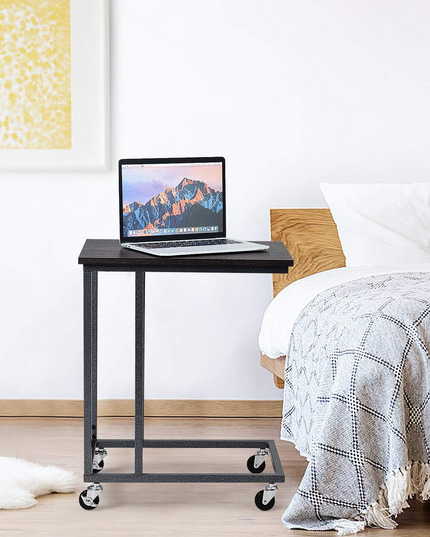 Giantex End Table Accent Sofa Side Table Wooden Rectangle Telephone Table with Rolling Casters