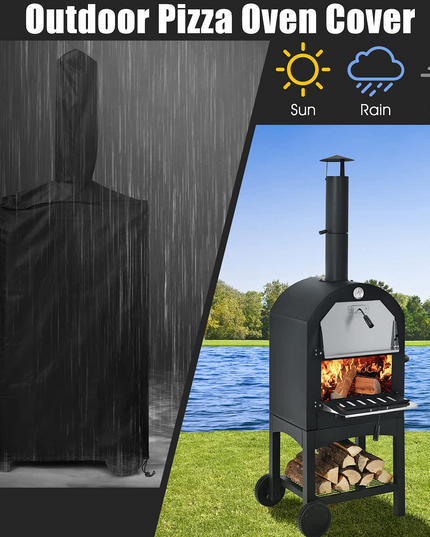 Giantex Pizza Oven Outdoor, Wood Fire Pizza Grill Maker with Waterproof Cover