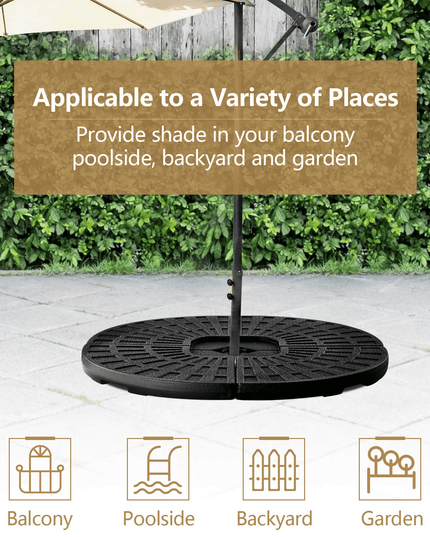 Giantex Patio Offset Umbrella Base Stand w/Sand/Water Filled 4-Pieces Base Plates (Round Base) - Giantexus