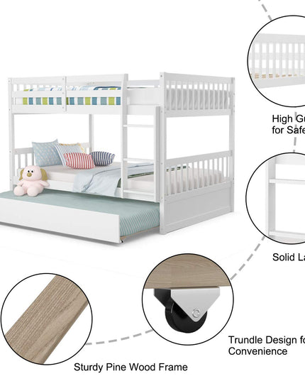 Giantex Full Over Full Bunk Bed with Trundle for Adults Kids Teens