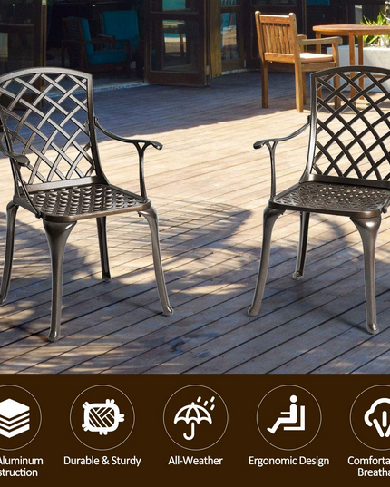 Giantex Aluminum Arm Dining Chairs Set of 2