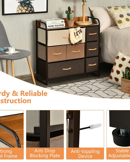 Giantex 7 Drawer Dresser Storage Tower with Fold-able Fabric Drawers