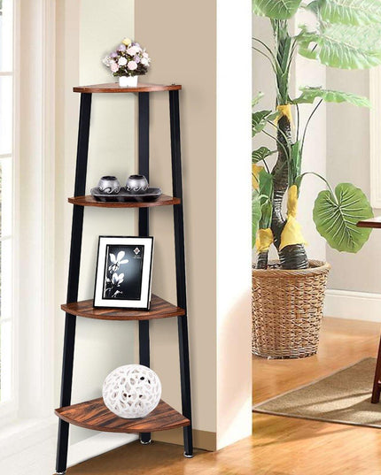 4-Tier Corner Shelf Industrial Multipurpose Bookcase - Giantexus