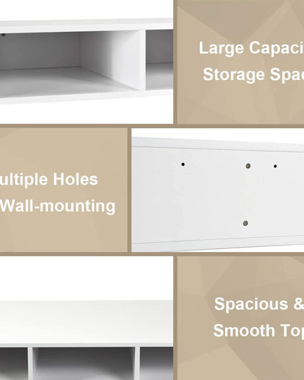 Giantex Wall Mounted Storage Cabinet and Floating Computer Desk Set W/Storage Shelves for Living Room