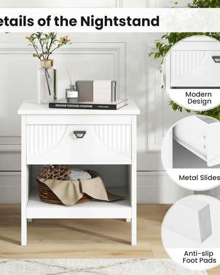 Giantex Modern Nightstand with Drawer with Storage for Bedroom Small Place