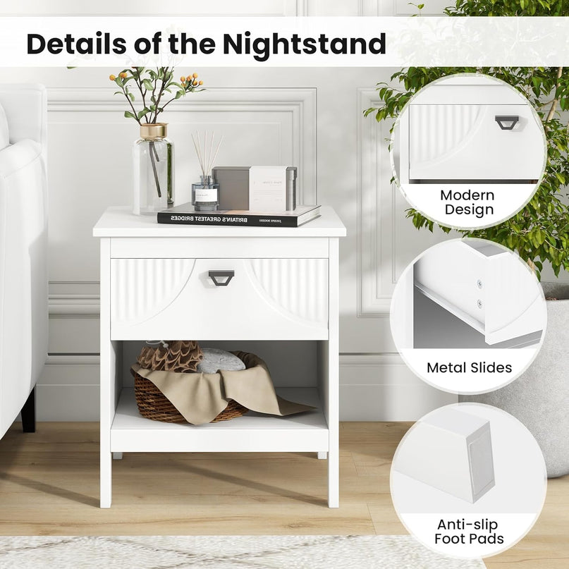 Giantex Modern Nightstand with Drawer with Storage for Bedroom Small Place