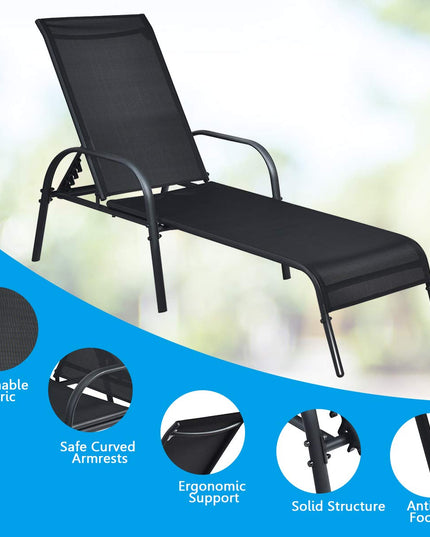 Giantex 2 Pcs Outdoor Chaise Lounge Chair